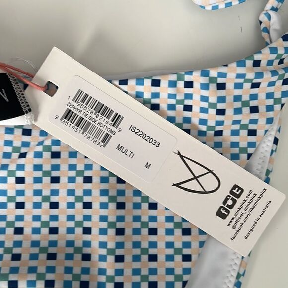 Minkpink Zephyr Blue Multi Side Tie String Bikini Bottoms Size Medium NWT - Picture 6 of 10